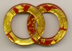 Murano Glass Fused Gold & Red Circle - Links Red Gold